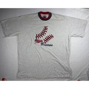 Vintage Legends Athletic Buffalo Bisons MiLB Ringer T-Shirt Gray XXL Made in USA